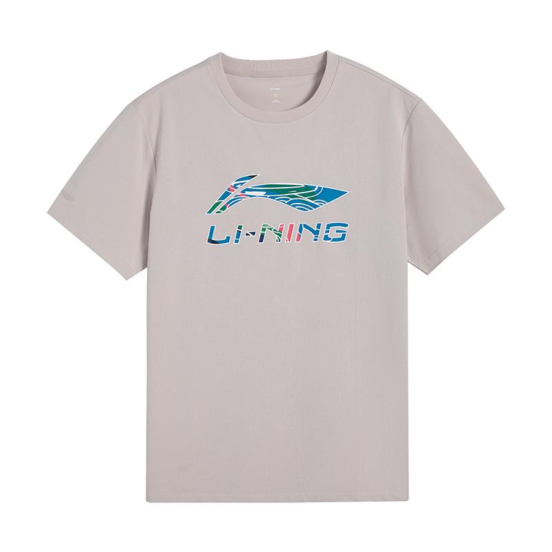 Li-Ning Versatile Fashion Casual Breathable Short Sleeve T-Shirt Unisex tops Mica-Gray AHSW845-5 S