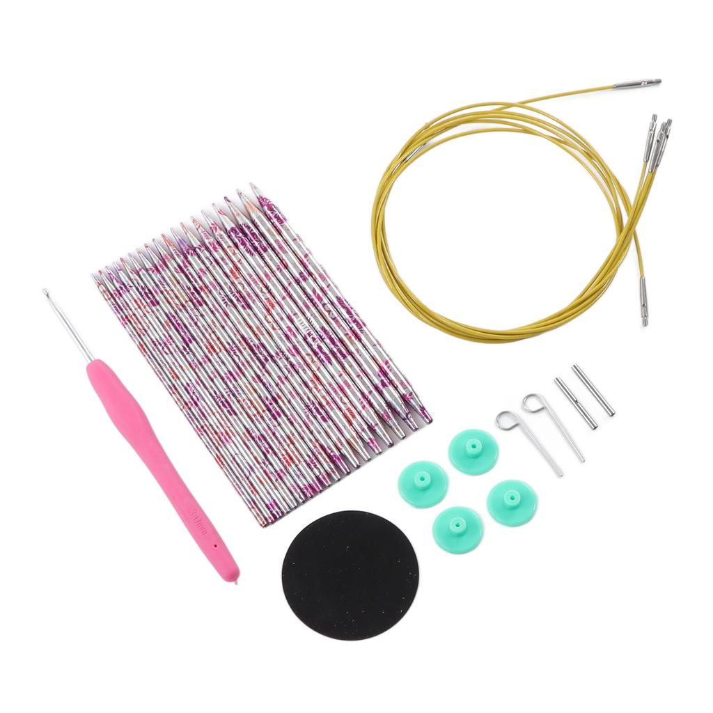 Circular Knitting Needles Set Ergonomic Crochet Hook Button Knitting Tool with Storage Bag for Home
