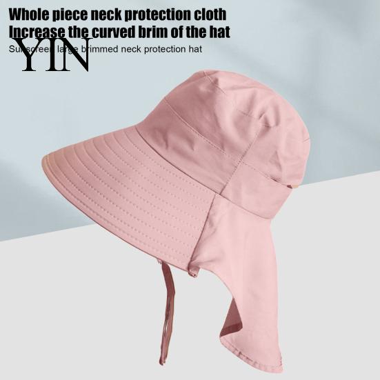 Wide Brim Beach Hat for Vacation Women Sun with Neck Flap, Packable Breathable Polyester Hat, UV Protection Travel Hiking Commuting