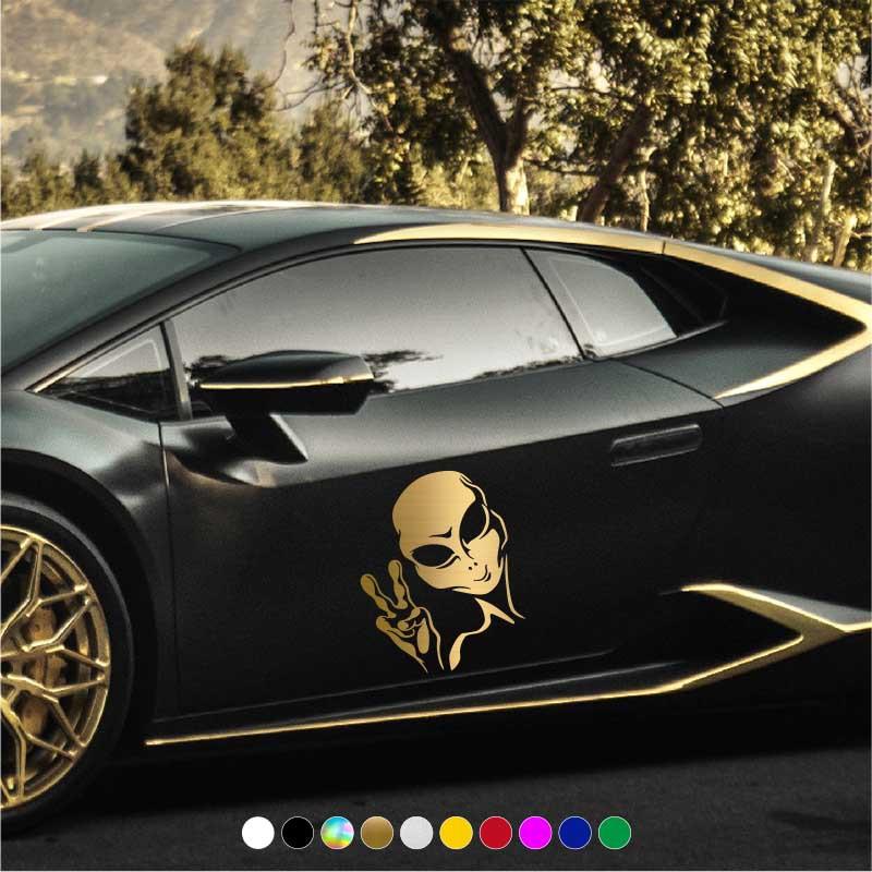 Car Decals Vinyl Auto Window Bumper Body Decals Space Alien Star Astronaut Personality Auto Decals Ufo Water-Repellent Decoration