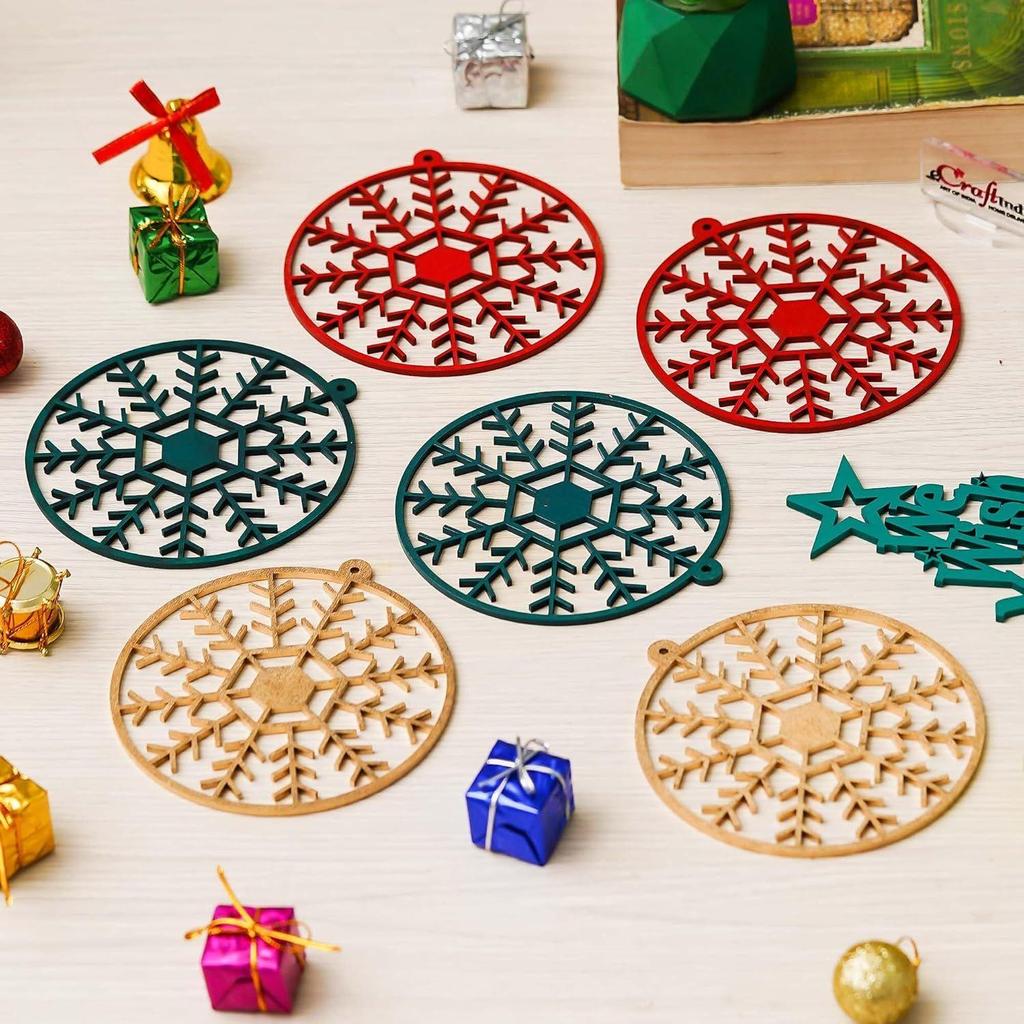 Dřevěné Vločky Dekorativní Veselé Vánoce Závěsné Ozdoby Rekvizity (Sada 6)|