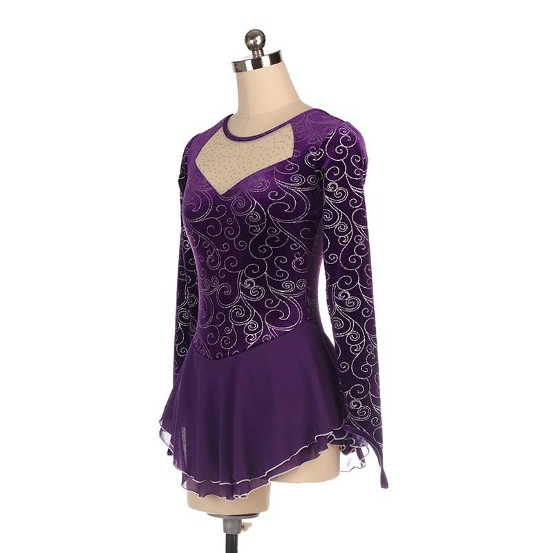 Figure Skating Dress Girls Women Performance Costume Purple Sequin Embellished Competition Skirt