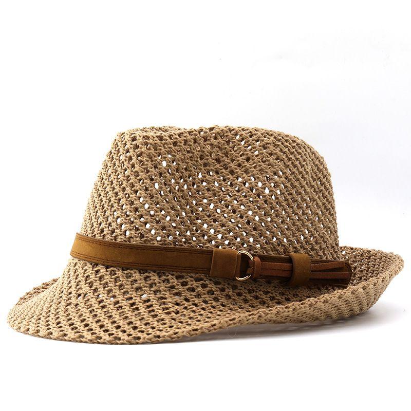 Hat Men's Summer Shade Jazz Top Hat Korean Version Hand-knitted Casual Couple Hollow Belt British Straw Hat