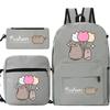 Katze 3-teiliges Set Niedlicher Schulrucksack Schreibwaren Federmäppchen Lässige Umhängetasche für Kinder