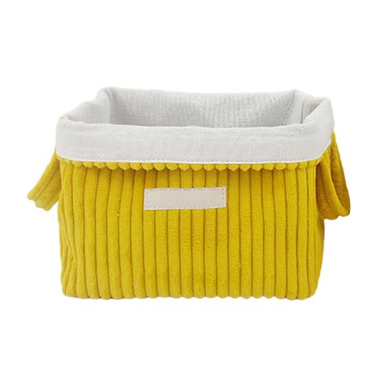 

Foldable Corduroy Storage Bin Basket with Desktop Organizer for Side Handles Collapsible Storage Toys Storage Vanity Organization S лимонно-жовтий колір