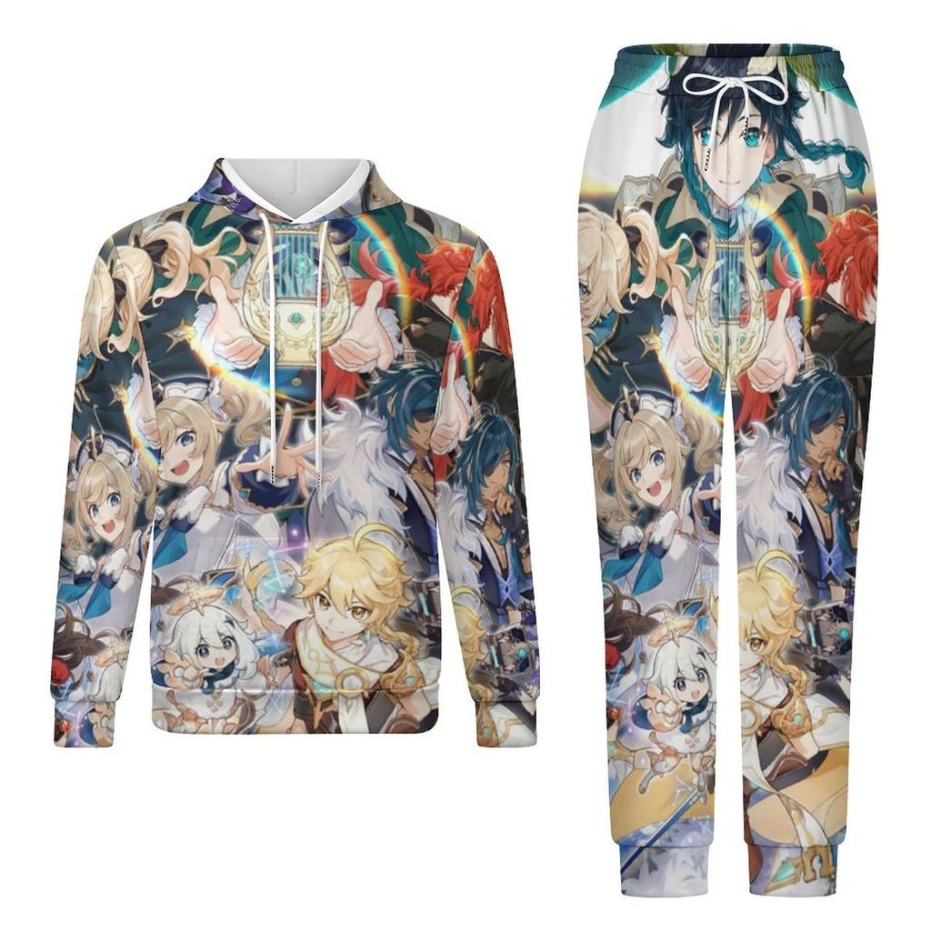 Popular Game Genshin Impact Cosplay Hoodies Set Male 3D Print Anime Tracksuit Jogging Outfits Harajuku Men Women Hoodie 2pcs Set