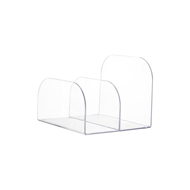 

Transparent Acrylic Book Stand & Office File Organizer with Three Compartments