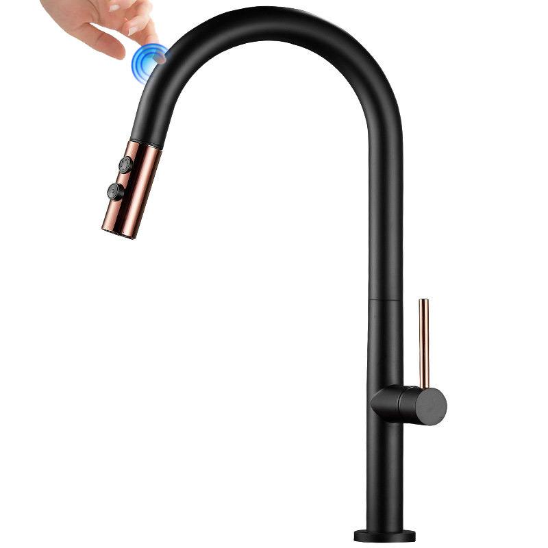Black/White Smart Touch Pull Out Kitchen Faucets Crane For Sensor Water Mixer Kitchen Sink Tap 360 Rotation Sensor Kitchen Tap