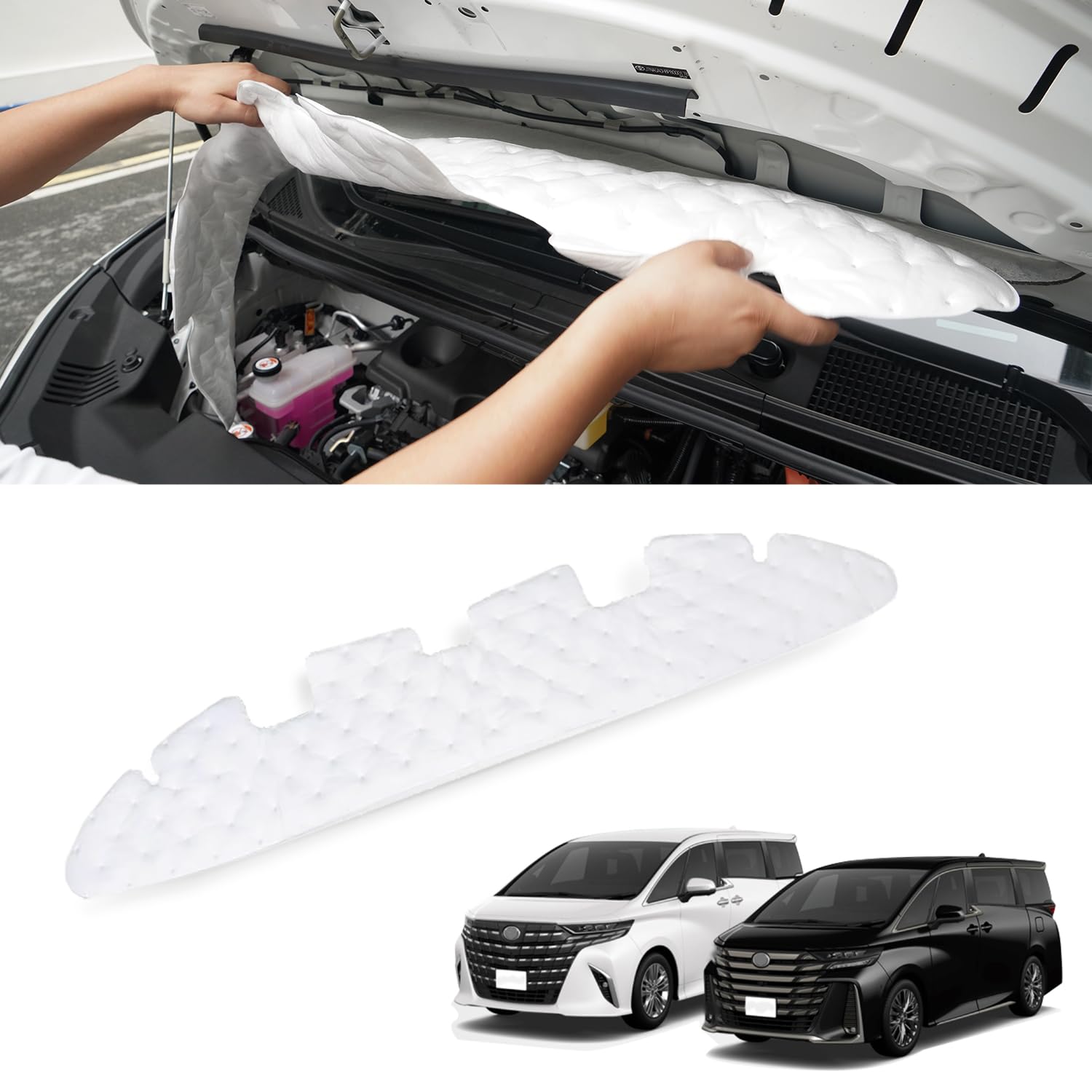 

TELLIKA Soundproofing Mat for Toyota Alphard Vellfire Engine Soundproofing Bonnet Soundproofing Engine Hood Insulating Engine Noise Noise Sponge білий