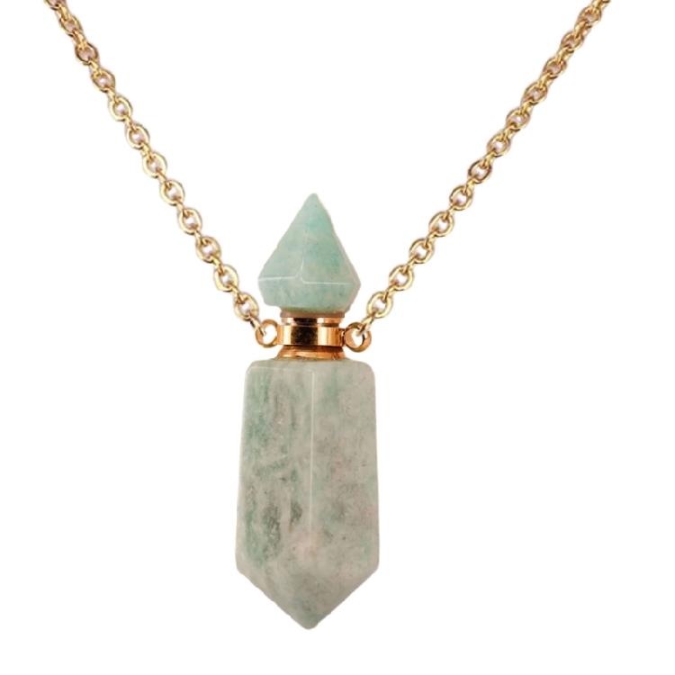 Einzigartiger Kristall Parfümflakon Halskettenanhänger Verstellbare Länge Schlüsselbeinkette Edelstahl Kabelkette Damen Choker