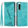 Shockproof PU Leather Case for Sony Xperia 5 IV 5G,Triangle Imprinted Phone Cover Stand Shell Wallet