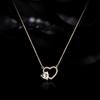 Elegant 14K Gold-Plated Sterling Silver Heart Pendant Necklace with Zircon