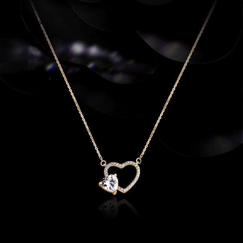 Elegant 14K Gold-Plated Sterling Silver Heart Pendant Necklace with Zircon 925 Silver