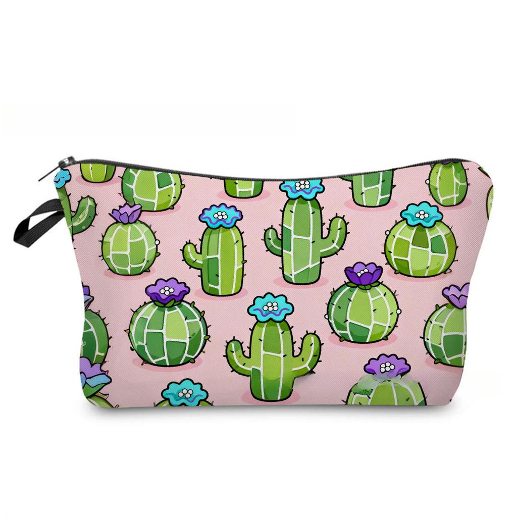 Women Cactus Print Cosmetic Bag Toiletries Organize Travel Storage Case 6880
