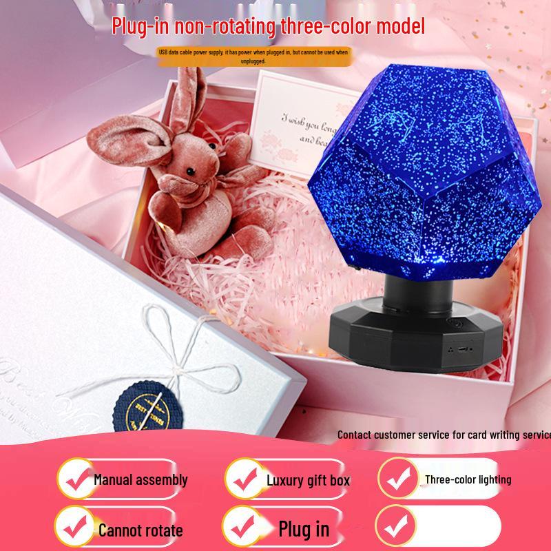 Four Seasons Rotating Starry Sky Projector Lamp - Romantic Constellation Night Light