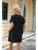 Women's Spring/Summer New Round Neck Casual Loose Short Sleeves Knee Length Mid Skirt for Women
