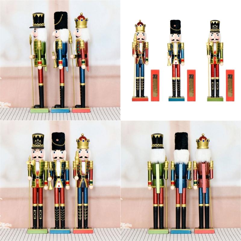 Geschnitzte Holz Nussknacker Statue 55CM Schimmernde Fronten Saisonale Tischdekoration Mittelstücke