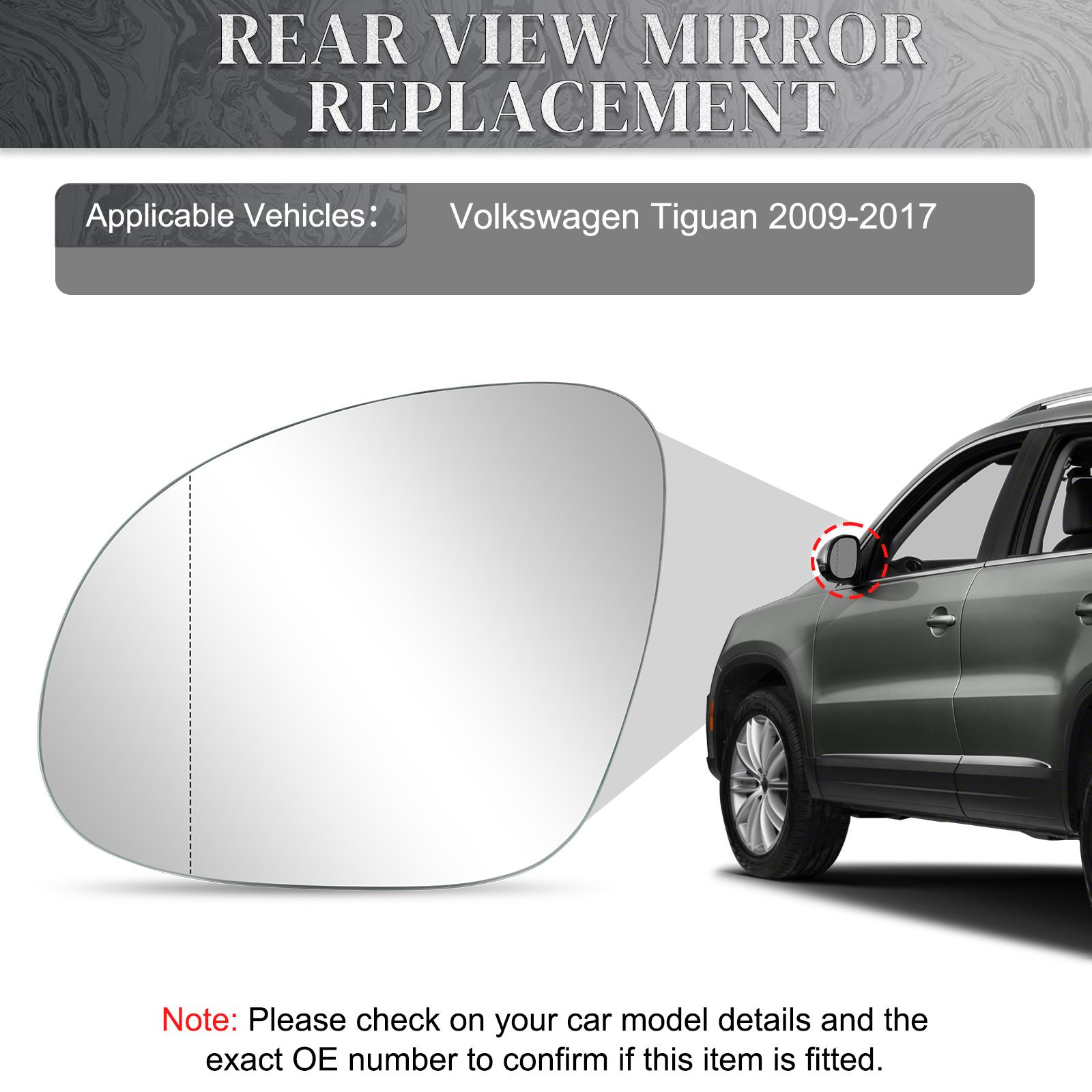 Heated Side Mirror Glass Rearview Mirror with Backing Plate for Volkswagen VW Tiguan 2009 2010 2011 2012 2013 2014 2015-2017 Left Side