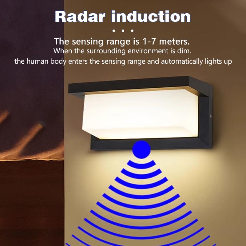 Outdoor Waterproof Wall Light LED 15W Radar Sensing Indoor Bedroom Living Room Outdoor Porch Wall Light Garden Decorative Light