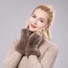 Women's Autumn and Winter New Fur Warm Fashion Half-Finger Gloves