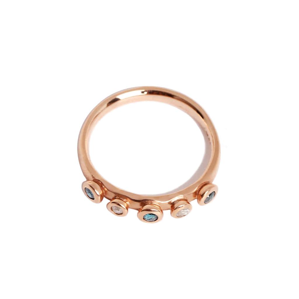 Mezmic [Art Collection] 14K Gold Blue D3 Gray D2 Multi Diamond Ring