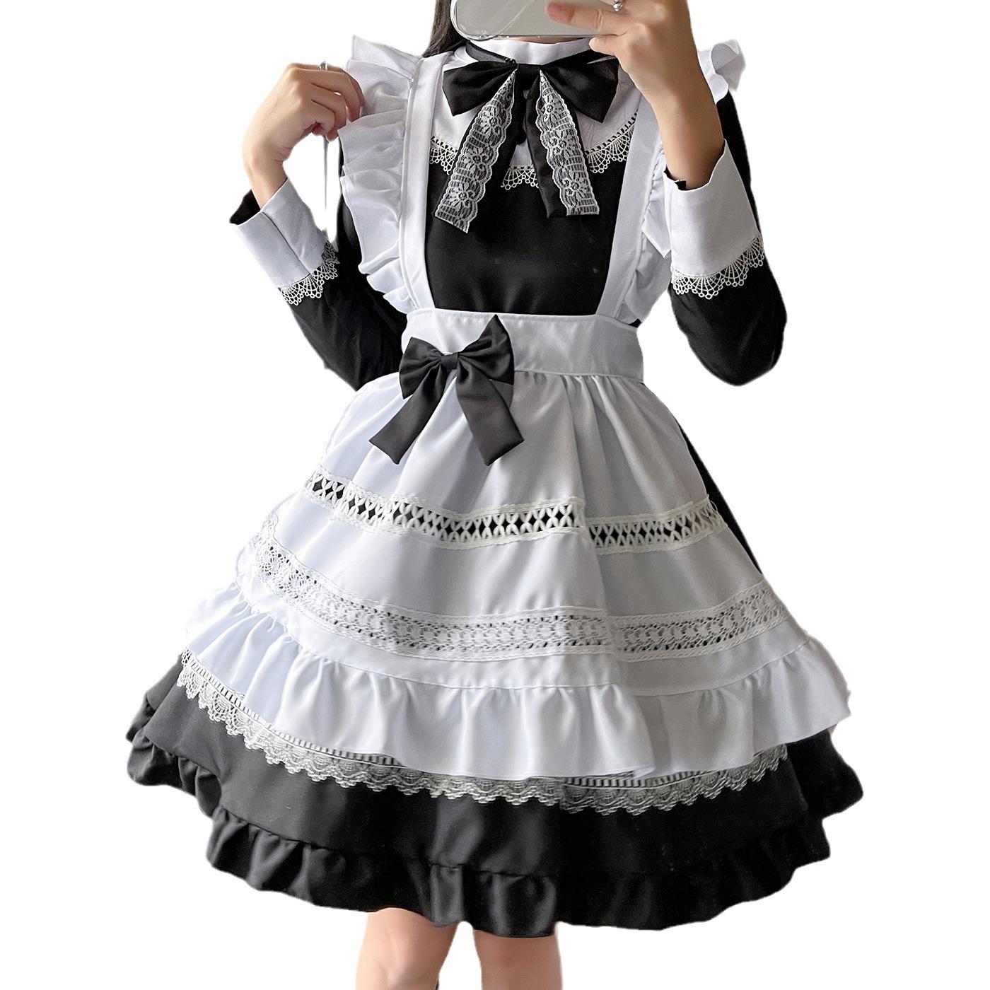 

Английский костюм горничной с длинными рукавами, косплей, костюм горничной больших размеров, Лолита, мягкая девочка XL