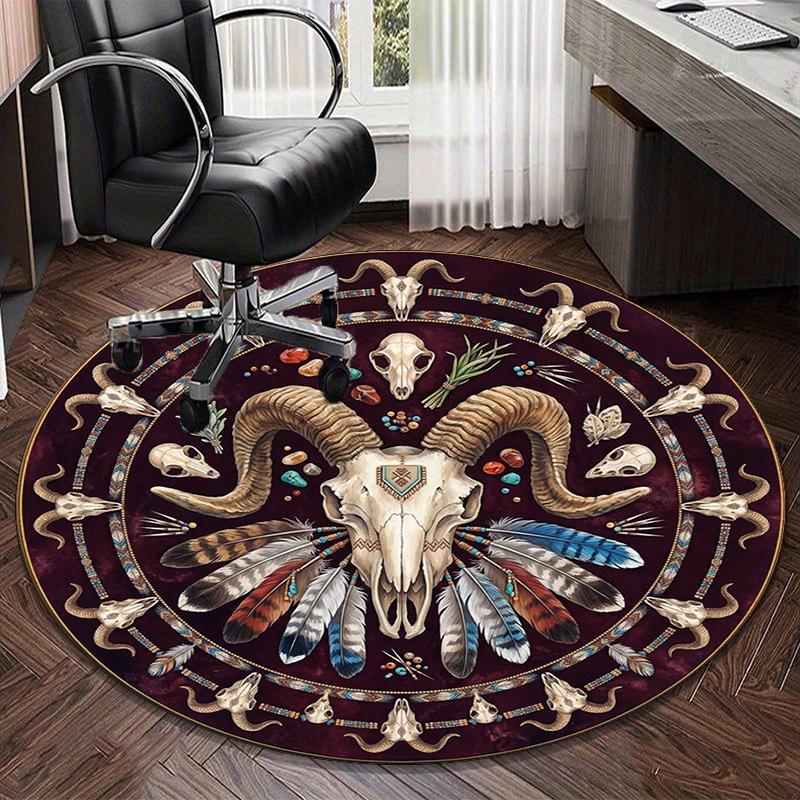Devil's Horns And Symbols round carpet Chair cushion Round Entryway Rug, Soft Round Rugs for Living Room, Bedroom, Circle Carpet decor gifts