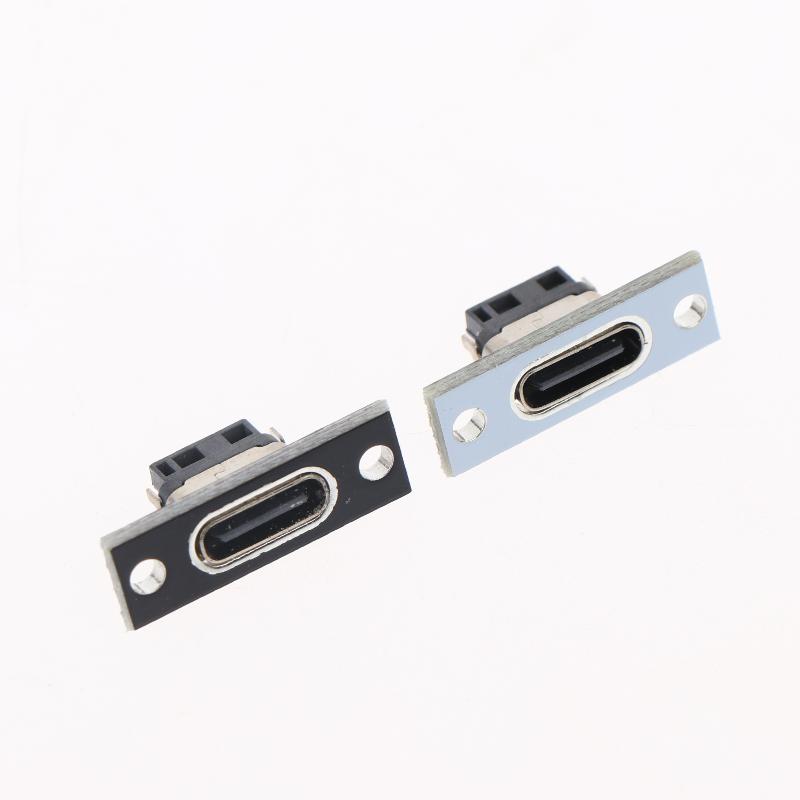 5/10Pcs 2-Pin Female Connector Jacks Charging Port Forward And Reverse Usb 3.1 Type C Sockets With Screw Mounting Plate
