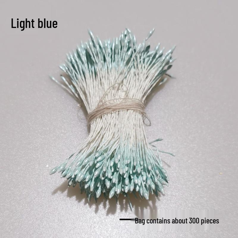 Simulation Flower Stamen: Small Pearl-Colored DIY Material, Approx. 300 Double-Ended Stamen for Handmade Flower Accessories