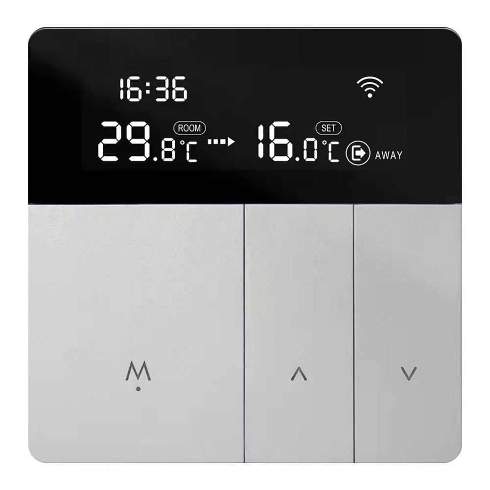 Thermostat Silver Grey WiFi Thermostat Safety Protection Feature Smart Home Integration Voice Control Compatibility