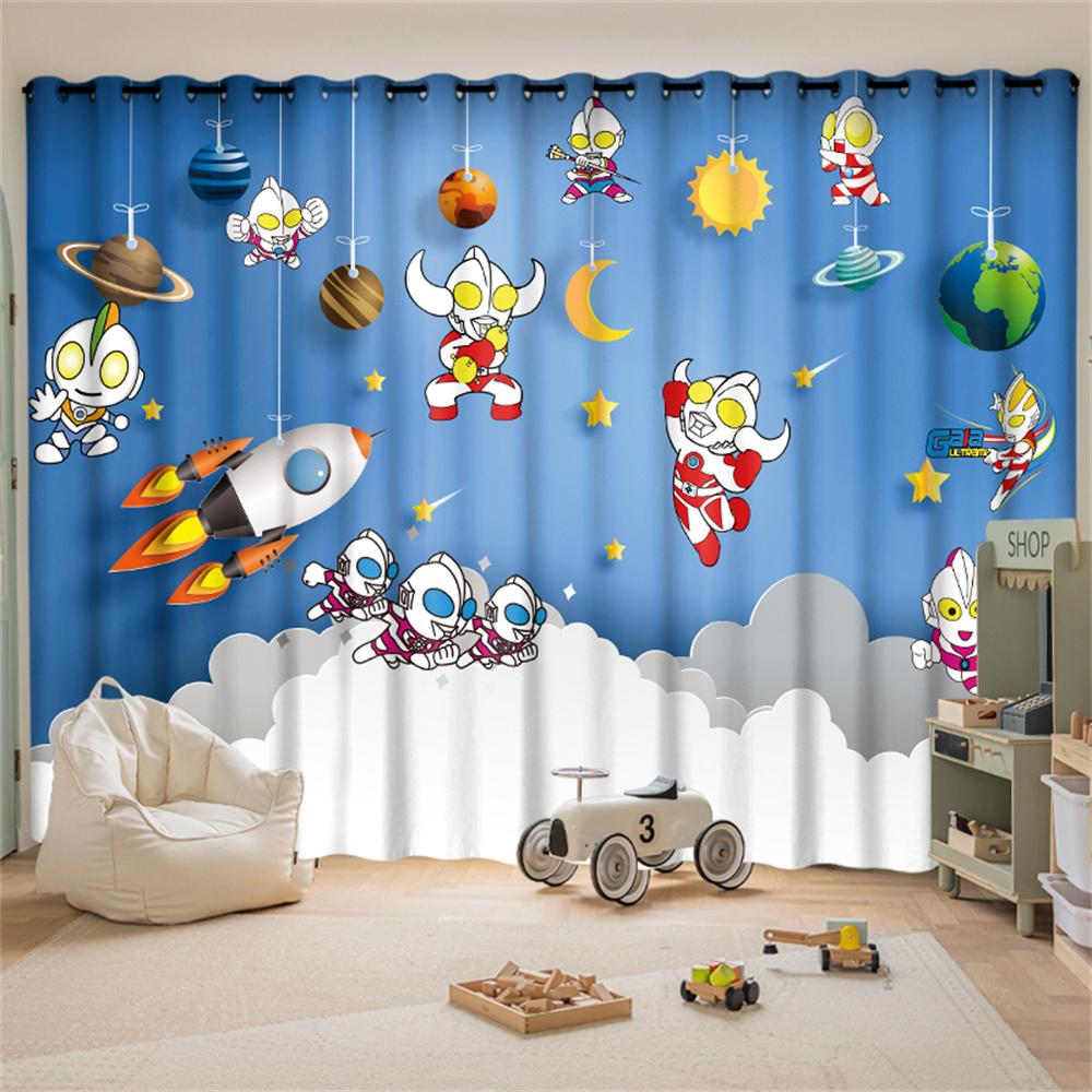 

Cartoon Galaxy Outer Space Universe Boy Girl Kids Window Curtains Blinds for Living Room Bedroom Kitchen Door Home Decor 2Pieces W50 X H130(CM)X2&Hook