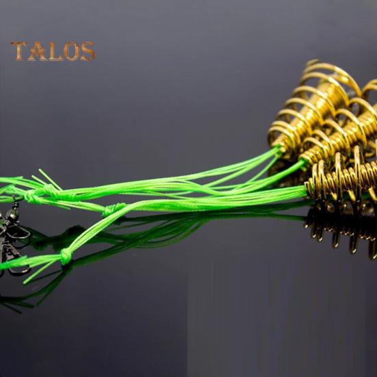 4ks/sada Trap Rybářský háček s pružinovým krmítkem na kapry Bez zamotání Heavy Duty Green Line Kovový ostnatý háček na ryby Návazec Příslušenství pro lov kaprů