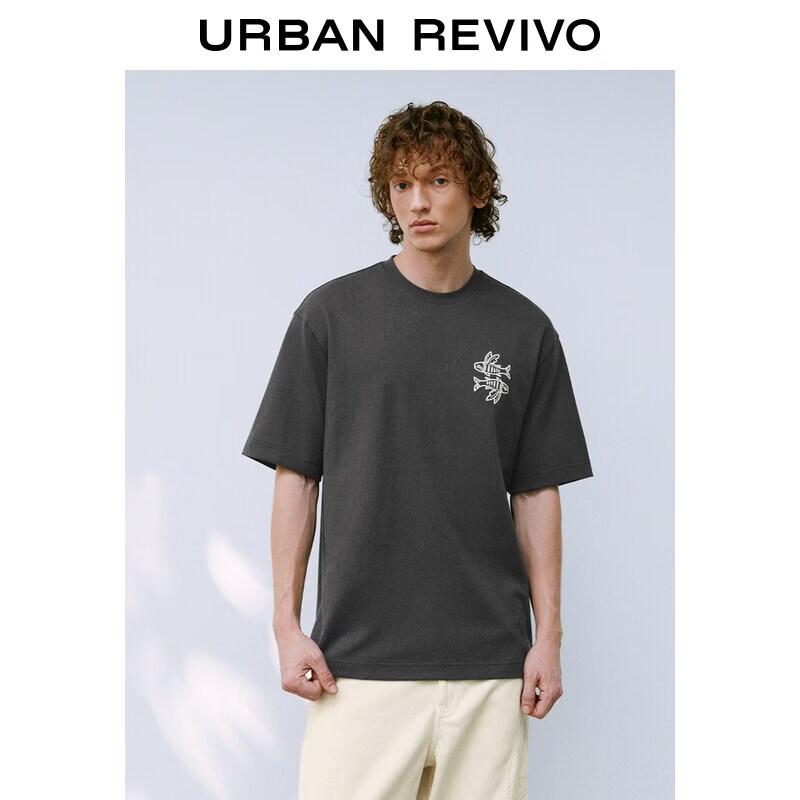 UR Men s Embroidered Flying Fish Cotton T-Shirt S