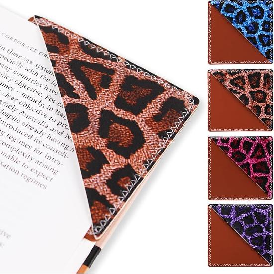 4 Pieces Leather Bookmarks, Cute Book Accessories for Reading Lovers, Page Markers for Women Men Kids Students Teachers Retirement Birthday Gift