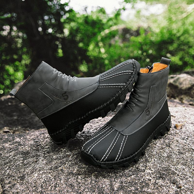 Men’s  Rubber Boots & Galoshes Hiking Boots Khaki Casual Retro Men’s Outdoor Wide Shoes Boots Plus Size Anti Slip