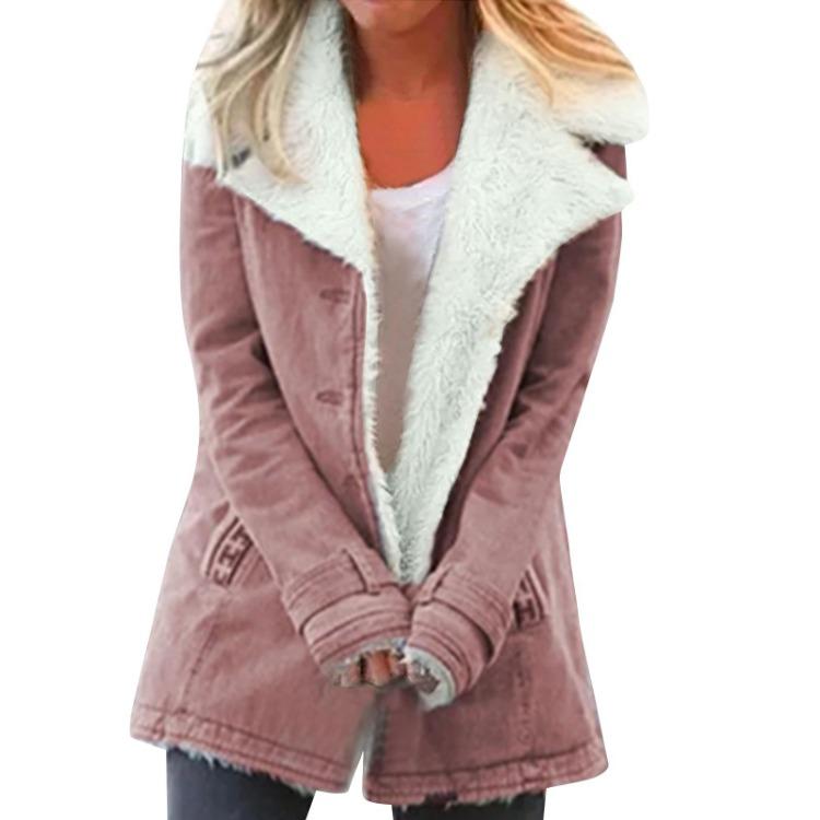 Long Sleeve Casual Padded Cotton Jacket Warm Button Coat Women Fashion Top