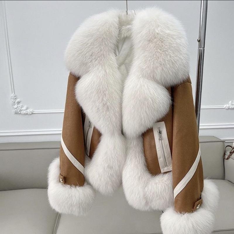 Imitation fox fur jacket women's short autumn and winter new cotton thickened fashion suede coat light