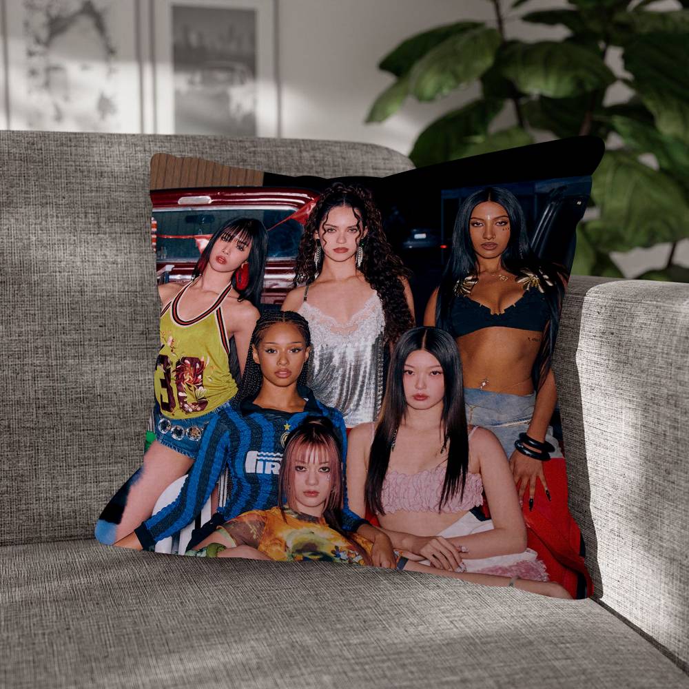 Korea Kpop KKatseye Pillow Cover Soft Decorative Throw Pillow Case Xcm Couch Home Decor for Living Room Sofa Party Gift