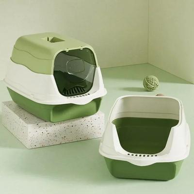 Litières pour chats de grande capacité Litière pour chats entièrement fermée Anti-débordement et anti-fuite de sable Bac à litière pour animaux de compagnie Bac sanitaire bac à sable pour chats en plastique