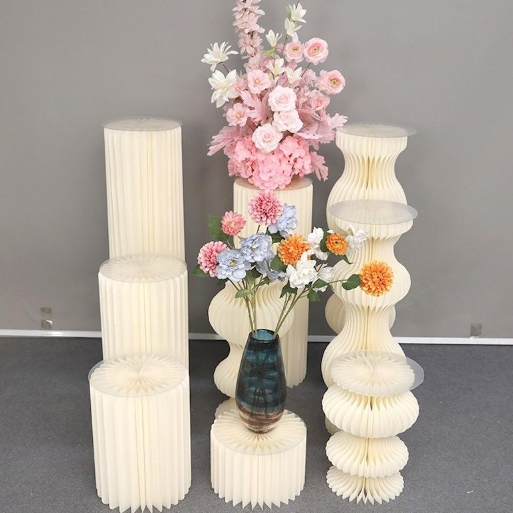 Paper Cylinder Display Stand Foldable Table Columns Roman Column Flower Stand  Wedding Party