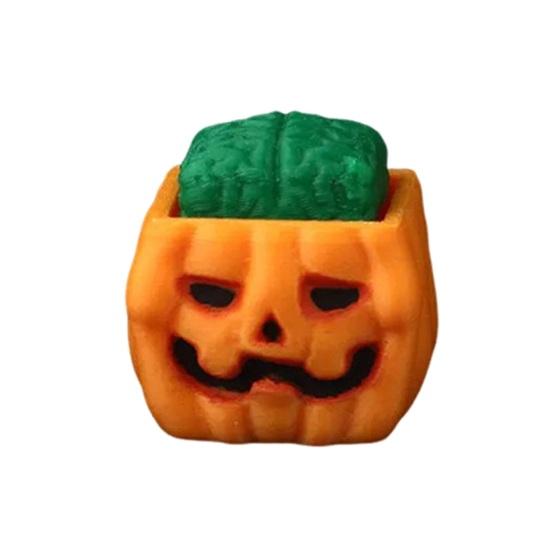 1/5Pcs Halloween Cube Head Figurine Spooky Mini Skull Pumpkin Zombie Black Cat Head Resin Statue Toy Home Office Desktop Decoration Ornament