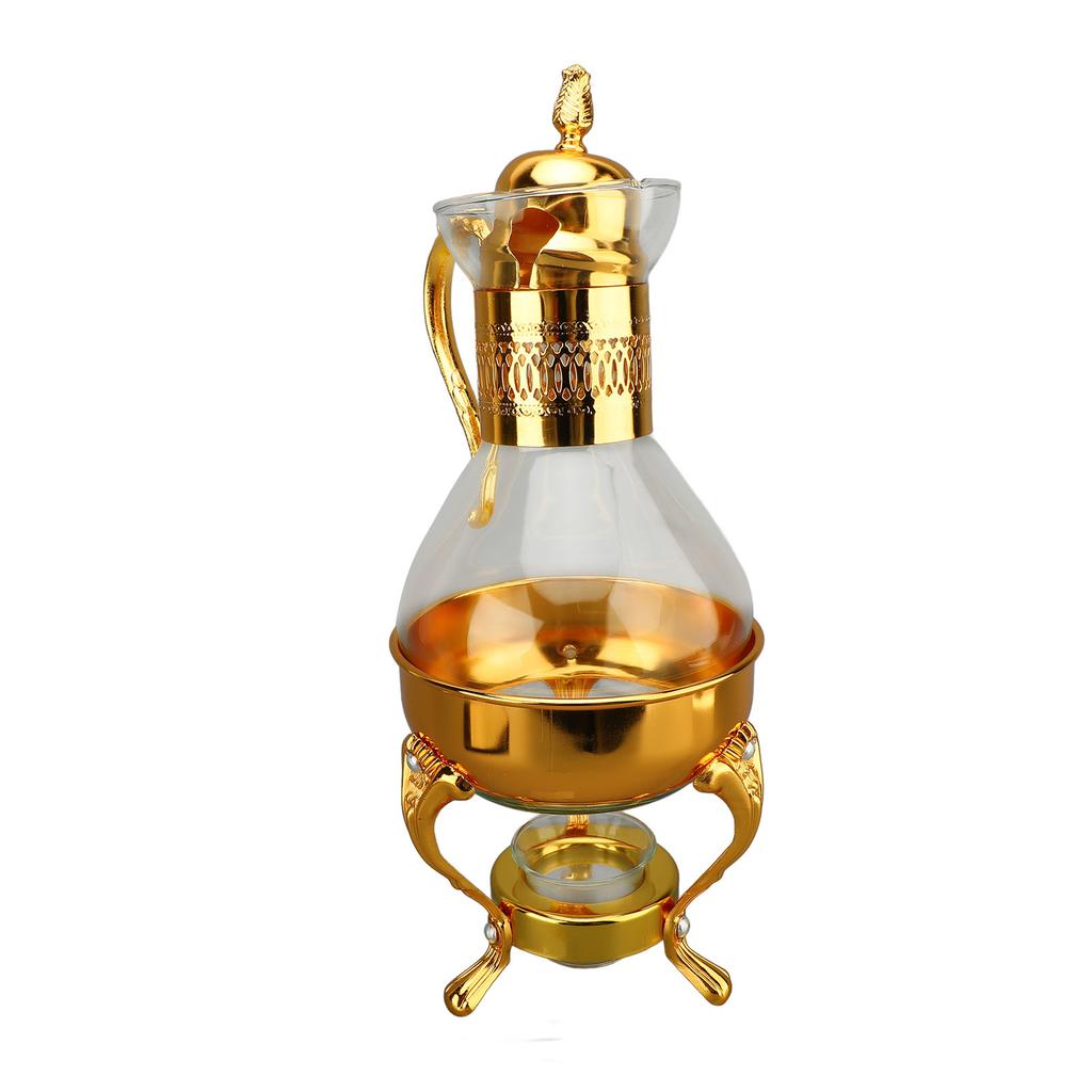Glass Coffee Pot Set Heatable Water Pitcher with Lid and Cup Vintage Style Hot Cold Tea Kettle for Home and Office Use