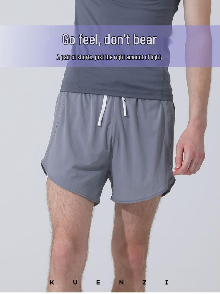 

Kuenzi Men s Quick-Dry Breathable Double-Layer Anti-Embarrassment Sports Yoga Shorts L чорний