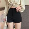 2024 Trendy American Black High-Waisted Women's Hot Pants - Sexy, Casual, Hip-Hugging Shorts for Summer