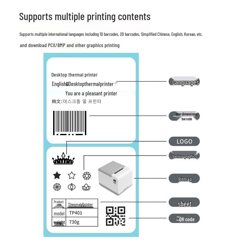 U-Cube Thermal Label Printer TP401 CN plug (adapter included)