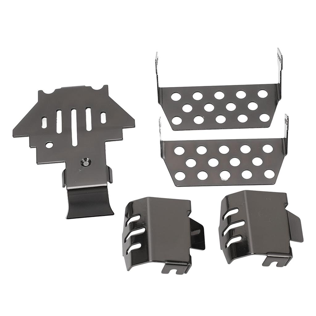 RC Chassis Armors Set Stainless Steel Chassis Protection Skid Plate for Traxxas Black