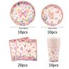 Pink Butterfly Disposable Tableware Set Paper Plates Cup Tablecloth Girls Butterfly Theme Birthday Party Decoration Supplies