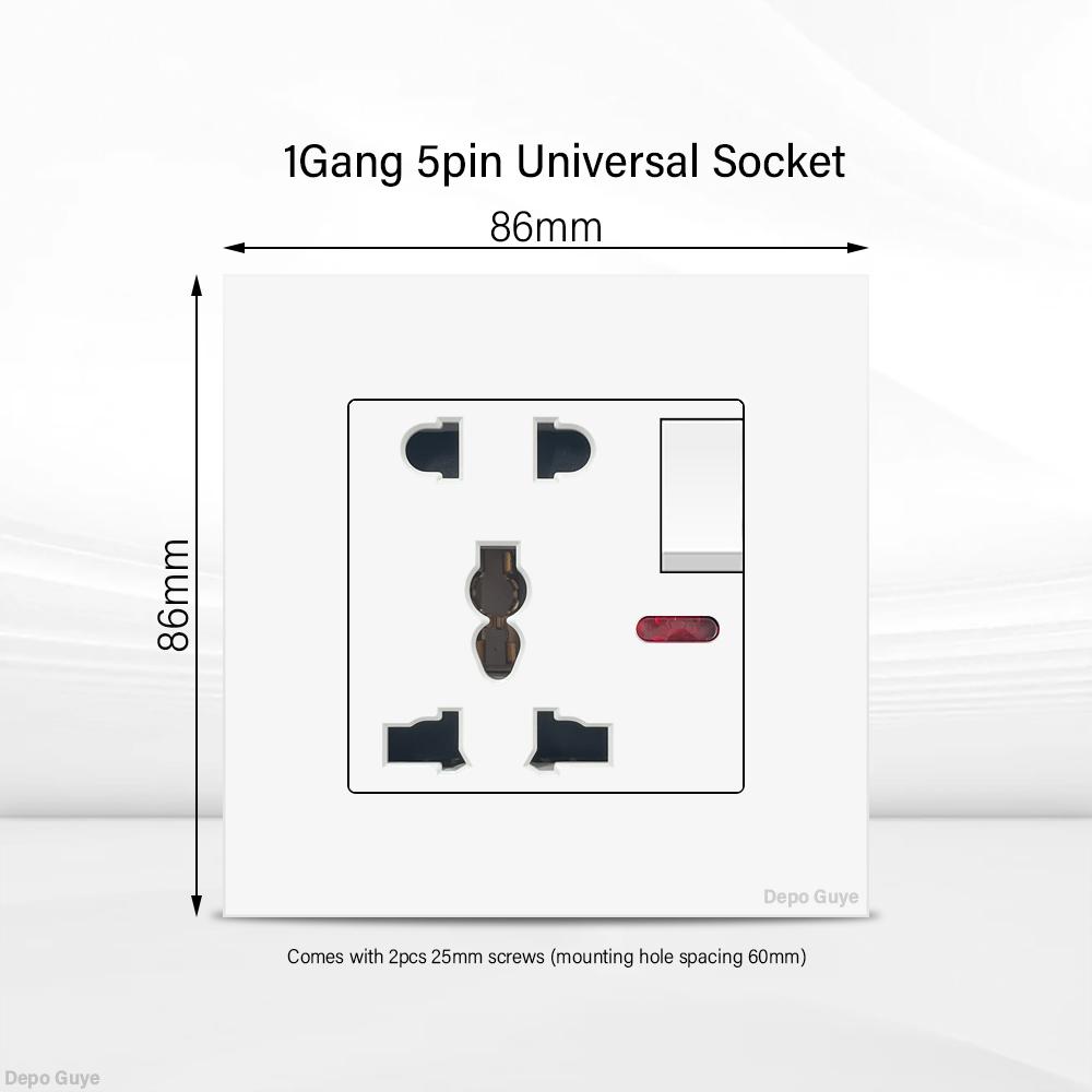 UK 13A Wall Socket with USB Type C 18W Quick Charge Power Outlet,Universal Electrical  Wall Light Switch Dual 3-pin Socket 220V