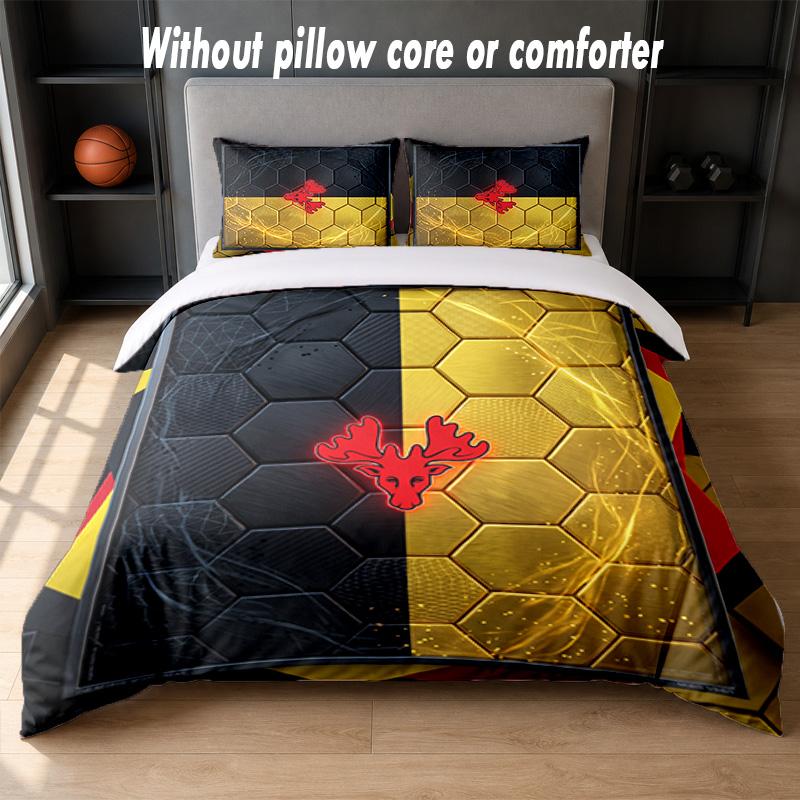Watford Football Design Bed Bedding Set 1 Duvet Cover + 2 Pillowcases Soft Breathable Household Bed Linens