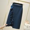 Knitted Skirt Women's Autumn Winter Skirt Winter with Sweater Wooden Ears Hip Single-breasted Skirt